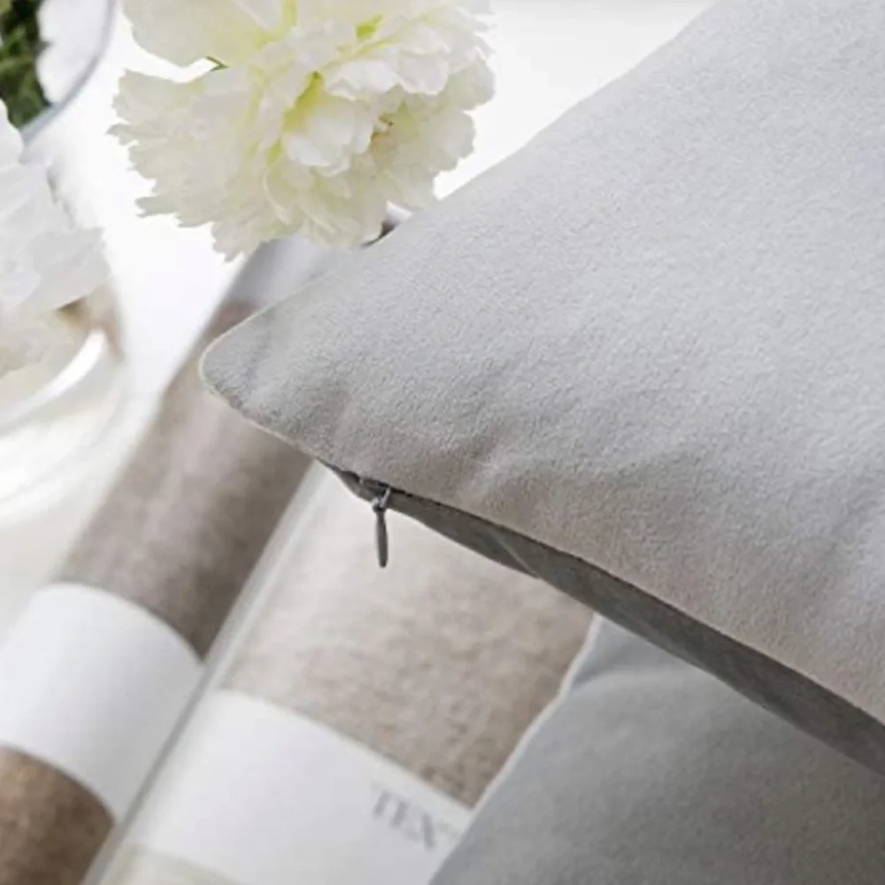 Luxury Home | Elegant Mist Grey Soft Luxe Velvet Throw Pillow Covers